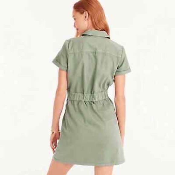 J. Crew Zip Front Chino Gray Green Pocket Utility Dress size 8 - Picture 5 of 16